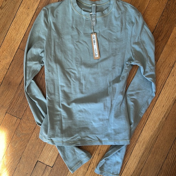 Skims cotton jersey long sleeve, size small mineral - Picture 2 of 5